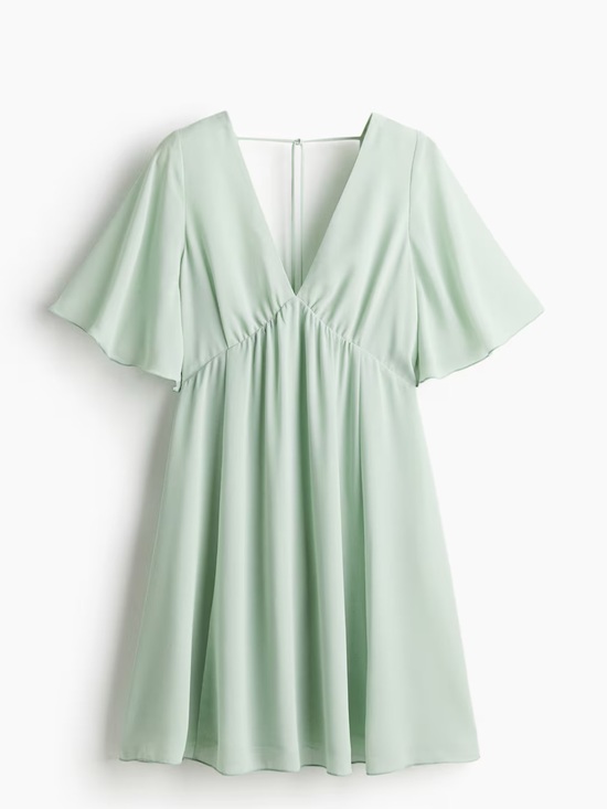 H&M Dresses & Skirts - H&M Mint Green V-Neck Flutter Sleeve Mini Dress - L - NWT